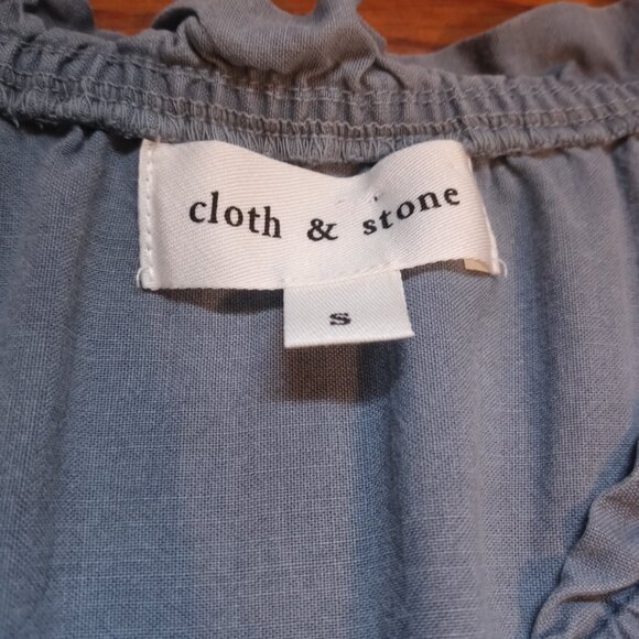 CLOTH & STONE 100% tencel raglan ruffle neck shirt (S) - Picture 9 of 12